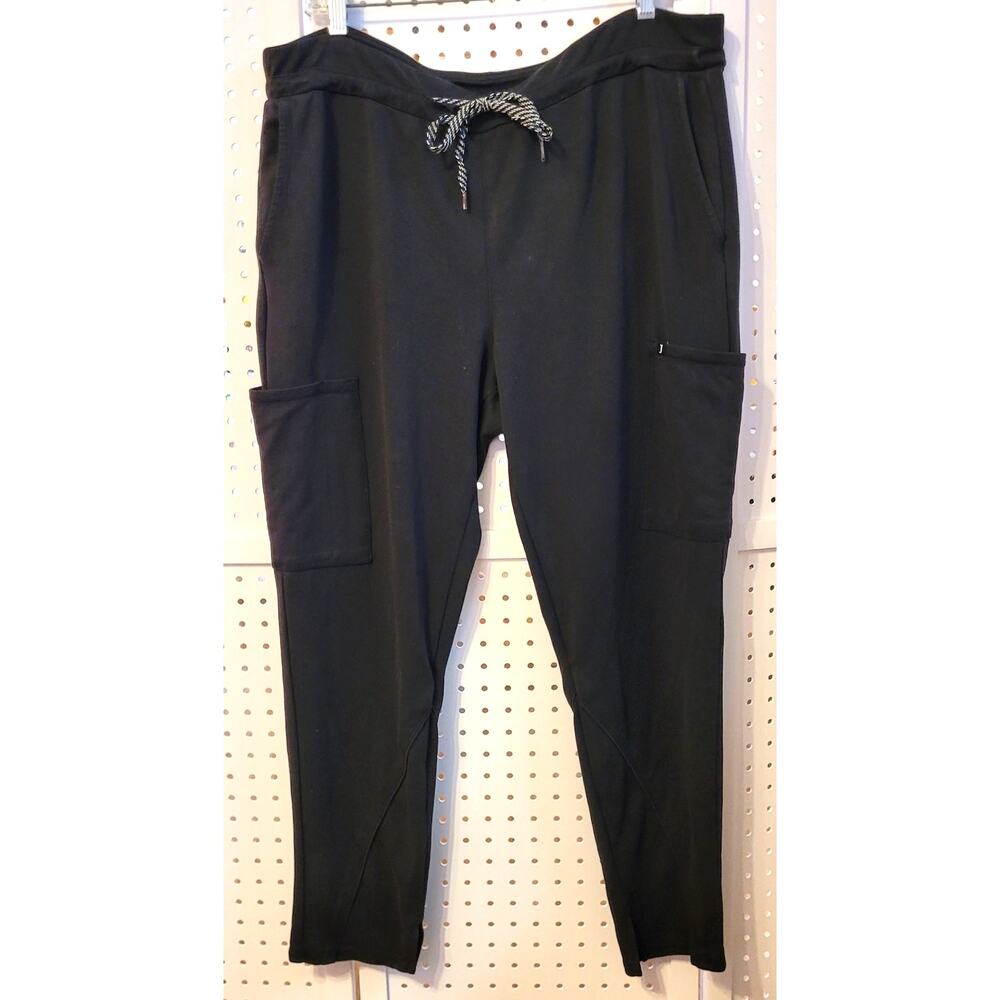 Jaanuu Womens Scrubs Pants Short 26" Inseam XLP Black Drawstring Waist Pockets